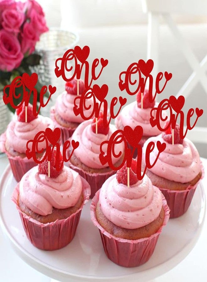 Incrizma 20 Pack One Cupcake Toppers with Red Sweet Love 1st Valentine's Day Cupcake Food Picks Valentine's Day Theme Wedding Baby Shower Kids 1st Birthday Party Cake Decorations Supplies - Image 4